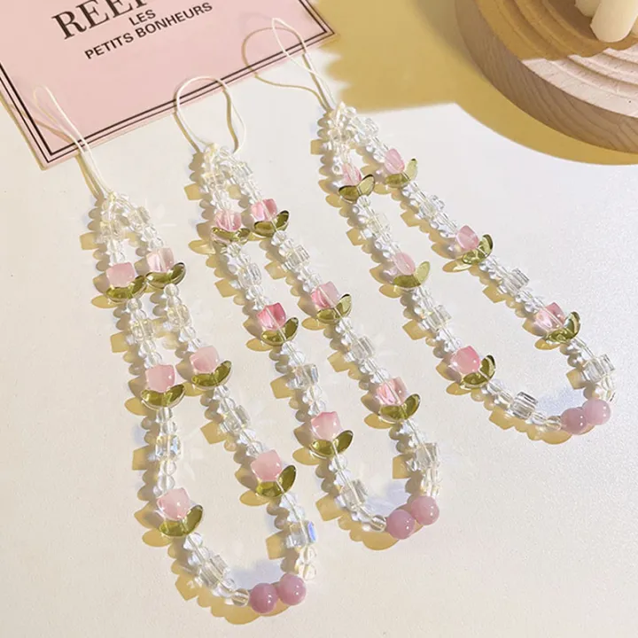 Korean%20Cute%20Flower%20Tulip%20Pearl%20Beaded%20Phone%20Chain%20For%20Mobile%20Phone%20Lanyard%20Pendant%20Anti-Lost%20Hanging%20Jewelry%20Huiye%20-%20Image%203