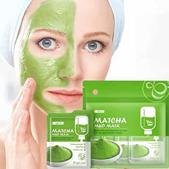 LAIKOU 5pcs Matcha Mud Face Mask Anti Wrinkle Night Facial Packs Skin Clean Dark Circle Moisturize Anti-Aging Skin Care