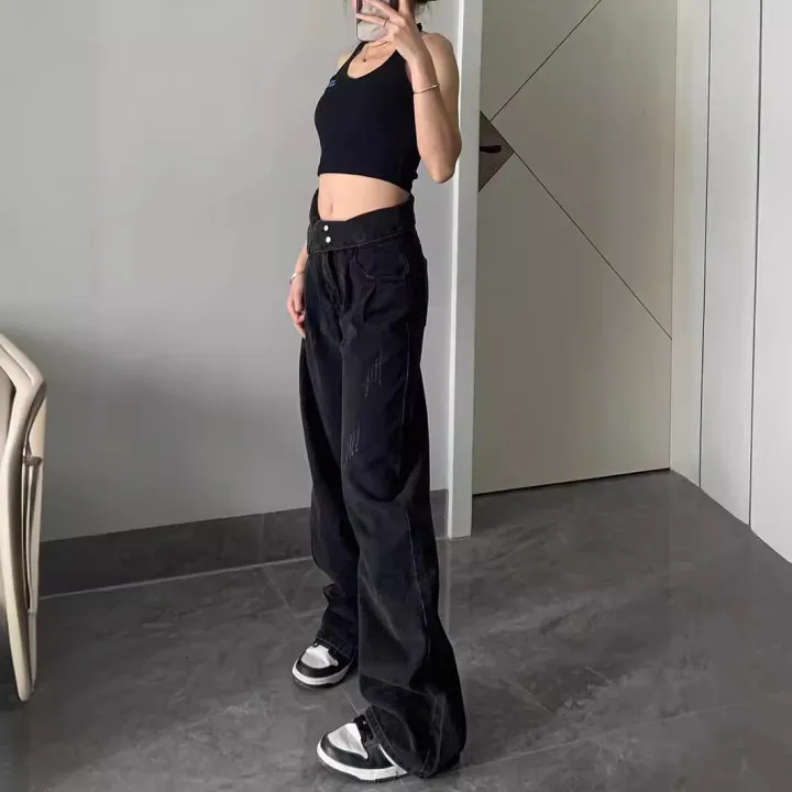 American%20ins%20retro%20wash%20black%20jeans%20women's%20early%20spring%20hot%20girl%20design%20sense%20loose%20and%20thin%20straight-leg%20wide-leg%20pants%20-%20Image%204