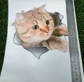 Lavish indulgent - 3D Broken hole Design Cute Cat Art 3D Wall Sticker Decal Children Room Decor 3D Cat Sticker - Sensible - Must Have. 