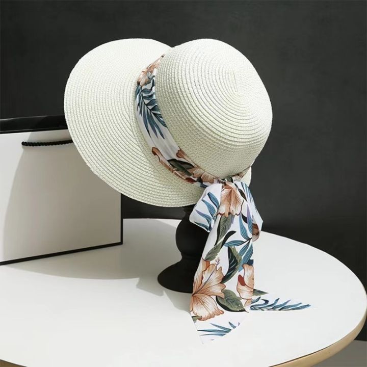 Women%20Summer%20Streamer%20Bow%20Bowler%20Hat%20Outdoor%20Large%20Rim%20Visor%20Foldable%20Sun%20Hat%20Beach%20Cap%20-%20Image%207