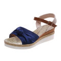 Color Block Knot Detail Espadrille Strap Wedge Sandals For Women Casual Open Toe Sandals Roman Platform Sandals House Foocus.