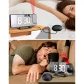 Migeet Projection Vibrating Alarm Clock LED Mirror Digital Clock with 2 Sets of Alarm Clock Snooze Function Bed Shaker USB Output for Heavy Sleepers. 