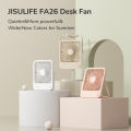 JISULIFE FA26 Small Desk Fan Ultra Quiet Table Fan 4500mAh USB Rechargeable Strong Airflow Cooling Fan With 4 Speed Powerful Wind Offices Fan.