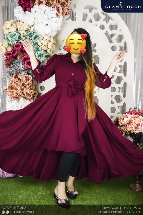 Glam Touch Premium Quality Tail Cut Blazer Collar Gown