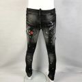 Street Fashion Men Jeans Retro Black Gray Elastic Stretch Slim Fit Ripped Jeans Men Printed Designer Hip Hop Brand Pants Hombre. 