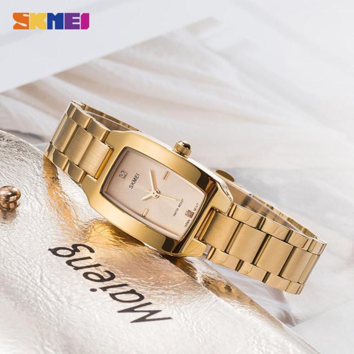 Superlative Skmei 1400 full stainless steel and goldplated premium quality analog women's watch Remarkable - Disclose Styles & Luxe