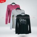 Girls Regular Fit Round Neck Full Sleeve Cotton Solid Print T-Shirt From Levin.