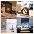 Creative Acrylic Table Top Sign Holder Double Sided A4/A5/A6 Menu Display Stand with Wood Base Picture Card Frame Wedding.