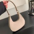 Fashion Simple Moon Shape Underarm Bags Cute Women Female Crocodile Grain Shoulder Bag Felt Purses Handbags Trend Accessories. 