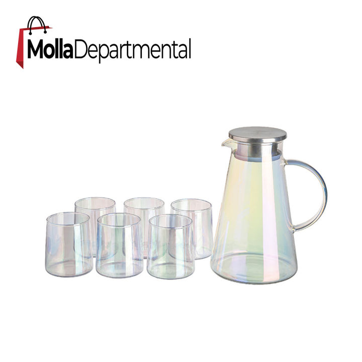6pcs cup 1 pcs jug BOROSILICATE TUMBLER AND PITCHER SET, 6 PCS, GPH28-L7HC, 1900/320 ML