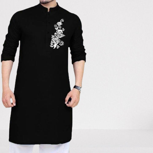Yellow Cotton Exclusive Long Sleeve Punjabi for Men - A Bright and Stylish Addition to Your Punjabi Collection
