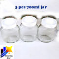 2/3 Pcs Glass Jar 700 ml for Kitchen & Dining Glassware Food container with original cap.