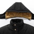 New Men Winter Fleece Jacket Thick Warm Hooded Fur Collar Coat Solid Color Outerwear Mens Clothing. 