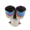 1xUniversal Exhaust Muffler Pipe End Stainless Steel Car Round Mouth Double Pipe Tail Pipe Car Tail Throat Exhaust Pipe. 