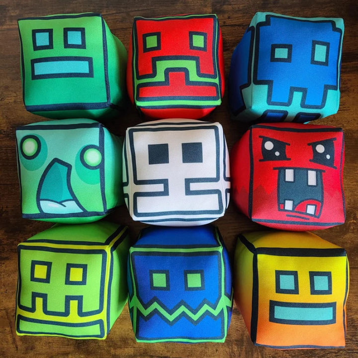 New Cross-Border Geometry Dash Plush Geometric Sprint Surrounding the Game Plush Puppet and Doll