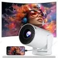 Mini Projector with Android 11, HY300A Home Projector 4K Ultra Hd Support, Smart Magcubic Projector 5G WIFI6 BT5.0 Auto Horizontal Correction, 180°Rotatable Outdoor Projector for Phone/Laptop (White). 