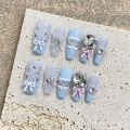 10pcs wearable press on nails long flower butterfly designs nails with glue ballet handmade acrylic nails press ons. 