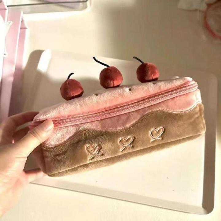 Exquisite%20Cherry%20Cake%20Pen%20Bag%20Themed%20Design%20Cute%20Large%20Capacity%20Pencil%20Pouch%20Plush%20Pen%20Bag%20for%20Student%20Supplies%20School%20Essentials%20Gift%20Item%20Storage%20Art%20Supplies%20Carrier%20-%20Image%202