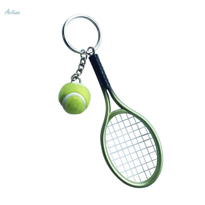 2Pcs%20Creative%20Sports%20Fan%20Key%20Ring%20Tennis%20Ball%20Racket%20Pendant%20Keychain%20Keyfob%20-%20Image%204