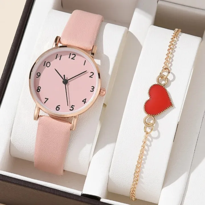 2pcs%20Set%20New%20Watch%20Women%20Fashion%20Casual%20Leather%20Belt%20Watches%20Simple%20Ladies%20Round%20Dial%20Quartz%20Wristwatches%20Dress%20Clock%20-%20Image%206