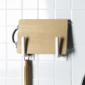 Multipal Use Upright Wooden Kitchen Roll Holder Free Standing Paper Towel Holder With Extra Hook For Hanging Creative.