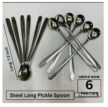 Steel Long Pickle Spoon 6 PIECES