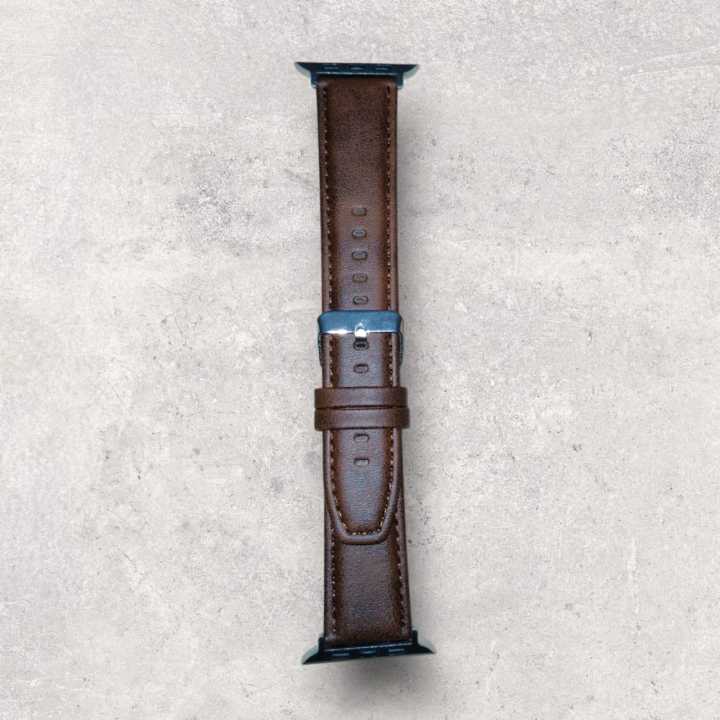 Leather%20Watchband%20Soft%20Material%20Watch%20Band%20Wrist%20Strap%2042mm/44mm/45mm/49mm%20With%20Silver%20Stainless%20Steel%20Buckle%20-%20Image%207