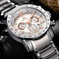 MEGIR Hot Brand Quartz Watches For Men Man's Business White Wristwatch Fashion Three-Eyes Waterproof Luminous Watch For Male. 
