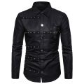 New Men Gothic Shirt Camisas Individuality Men's Fashion Plaid Long-sleeved Shirt Male Casual High Quality Shirt. 