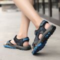 2023Summer Youth Sports Sandals Men's Junior High School Student Slippers Leather All-Match Non-Slip Soft Bottom Beach Shoes.