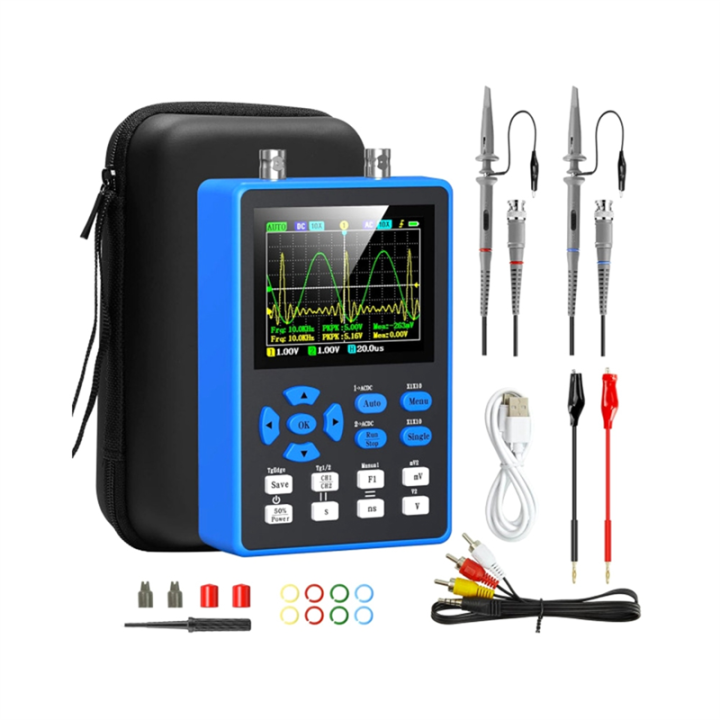 DSO2512G Digital Oscilloscope with 2 Channels 120Mhz Bandwidth Signal Generator 500MSa/S Sampling Rate, 2.8 Inch Display Easy to Use