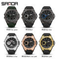 Sanda 6008 watch fashion sports multi-function student electronic watch men's waterproof quartz watch one generation wholesale. 
