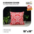 Cushion Cover, Red & White (18"x18") Only Cover. 