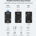 TISHRIC 6 In 1 Card Reader External U Disk TF Card SD Card Keyboard Mouse Camera USB Type-C Interface Flash Drive Card Adapter.
