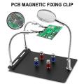 PCB Magnetic Fixing Clip PCB HOLDER Circuit Holder 3rd Hand Soldering Stand Third Hand 4Pcs Fixing Clips 2Pcs Flexible Arm 1Pcs Magnifying Glass Helping Hand Repair Tools. 