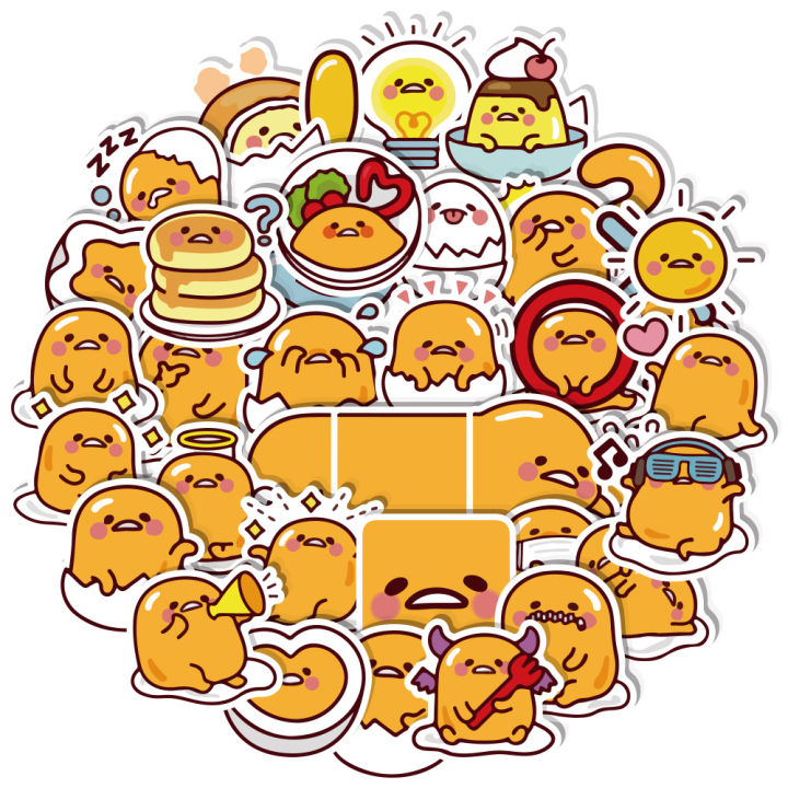 50/60pcs Cute Kawaii Cartoon Lazy Egg Sticker