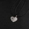 Couples Peach Heart Shape Necklaces Splicing Stainless Steel Engraved Love Pendants Necklace for Women Girls Valentine's Day Jewelry Gift Qoddess. 