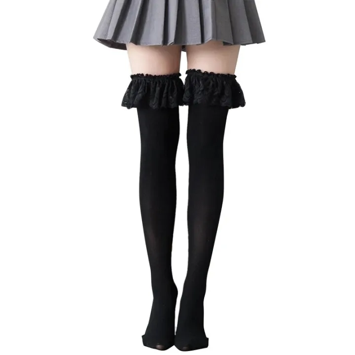 Womens%20Japanese%20Anime%20Thigh%20High%20Socks%20Lolita%20Gothic%20Lace%20Ruffles%20Trim%20Stockings%20-%20Image%204
