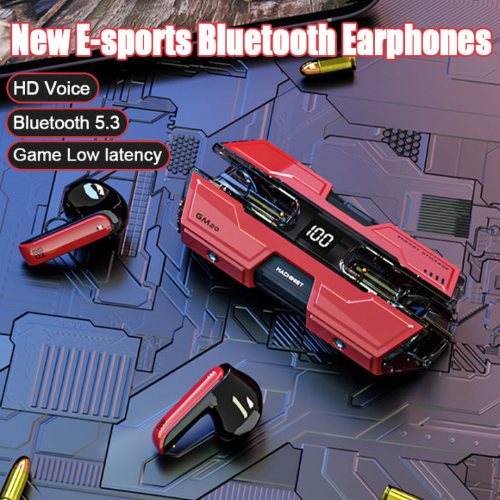 Original Product+FREE Shipping+COD New Style Mecha Headset GM20 Bluetooth 5.3 wireless mecha Bluetooth earphones Metal Lacquer Band with digital display esports games low latency high-definition calls comfortable to wear and long-lasting battery life