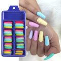 100Pcs/Box Candy Nails Full Cover Ballerina Acrylic Artificial False Nail Tips Press on Finger Manicure Extension Tools. 