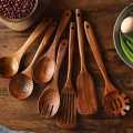 Individual Wooden Kitchen Utensils Set,Wooden Spoons for Cooking Natural Teak Wood Kitchen Spatula Set for Including 7 Pack Exquisite Product. 