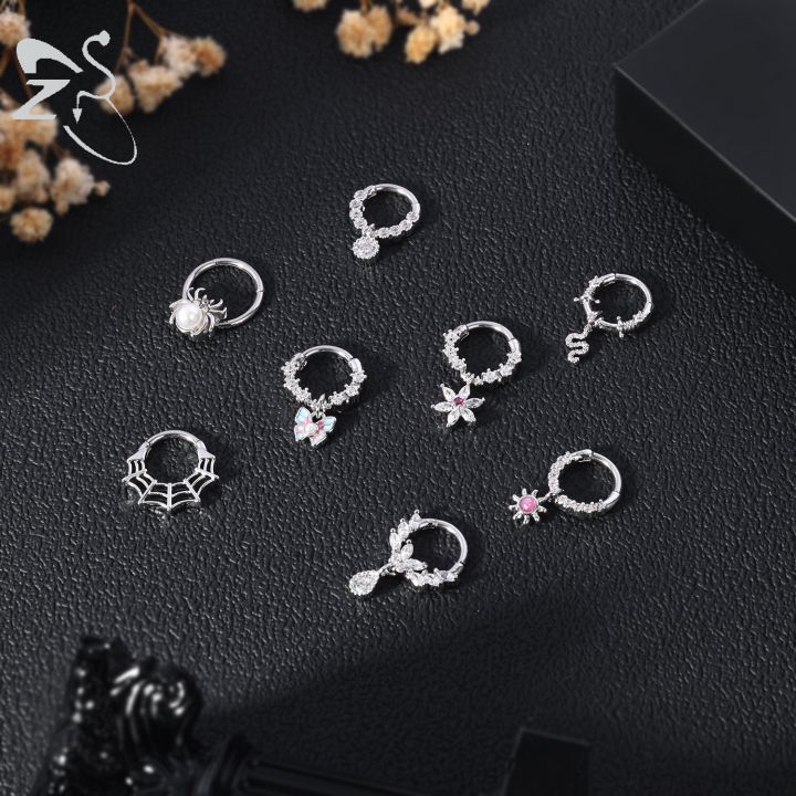 ZS%201PC%2016G%20Stainless%20Steel%20Septum%20Ring%20Butterfly%20Snake%20Nose%20Ring%20Crystal%20Septum%20Piercing%208/10mm%20Cartilage%20Earring%20Helix%20Piercing%20-%20Image%202