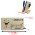 Wooden Desktop with Clock Mobile Stand Visiting Card Holder & Pen Stand Office Use INTE-2190. 