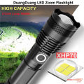 Duang Duang LED Zoom Flashlight XHP70 Torch USB Rechargeable Waterproof Lamp Ultra Bright-Flashlights - gold palace. 