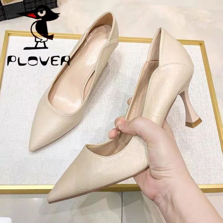 Not Tired Feet Comfortable High Heels Stiletto Heel2023New French Commute Work Professional Black Pointed Toe Soft Leather Pumps