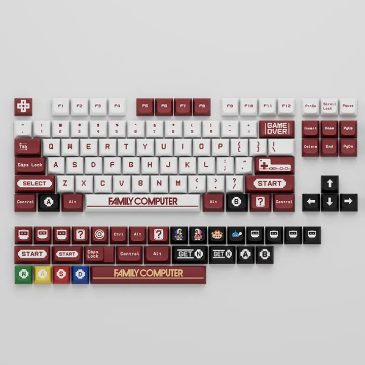 FC Red & White Machine, Pixel XDA Keycaps, Mechanical Keyboard, Customized Personalized Keycaps, Sublimation, PBT Support Customization