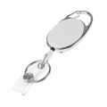 Button Strap & Key Ring Badge Reel Holder, Carabiner Hook Retractable ID Card Roller Clip - White. 