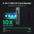 【3C VictoryEagle】GREEN USB 3.0 Android SD Card Reader TF SDHC SD MMC RS-MMC Micro SDXC Micros SD SDHC Card UHS-I Cards Read 2 Cards Simultaneously.