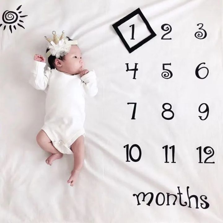 Newborn Baby Monthly Growth Milestone Blanket Photography Props Background Cloth DIY Infant Photo Accessories Fotografia